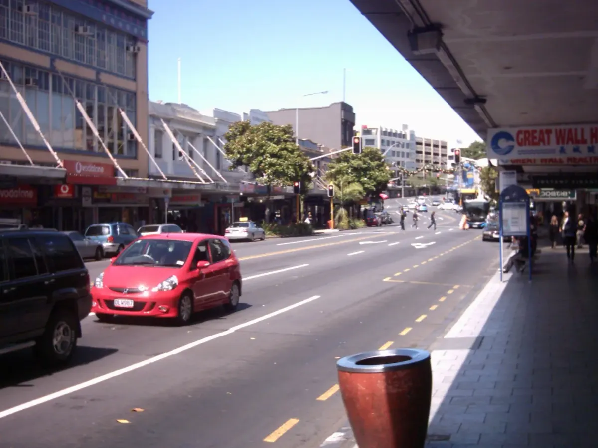 Karangahape Road, Auckland, lit up at night