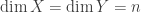 \dim X = \dim Y = n
