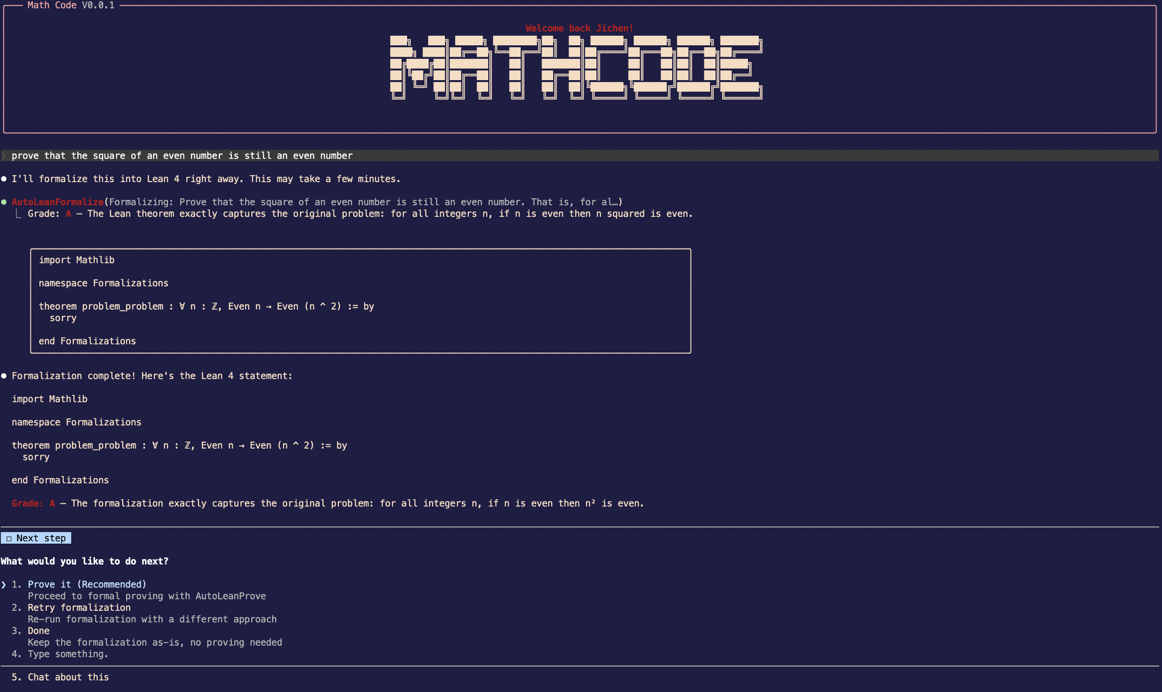 Демонстрация MathCode