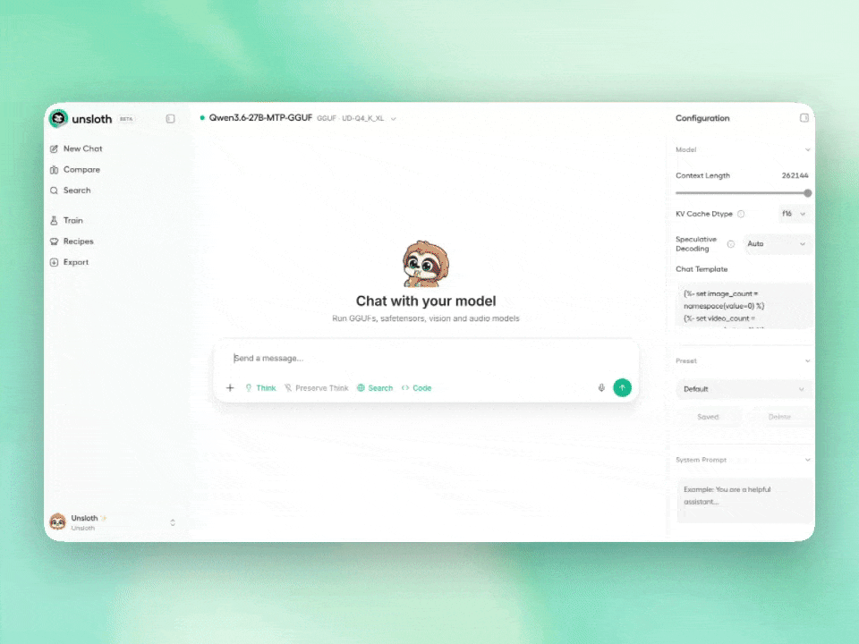 Unsloth Studio демонстрация