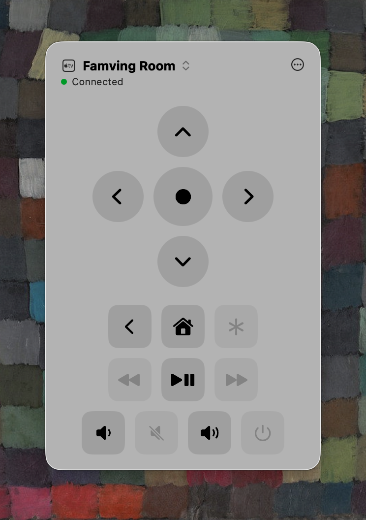 Пульт управления Apple TV в строке меню