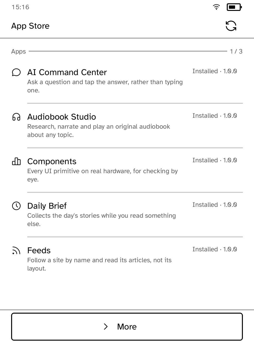 Каталог App Store Cobalt со списком установленных и доступных приложений