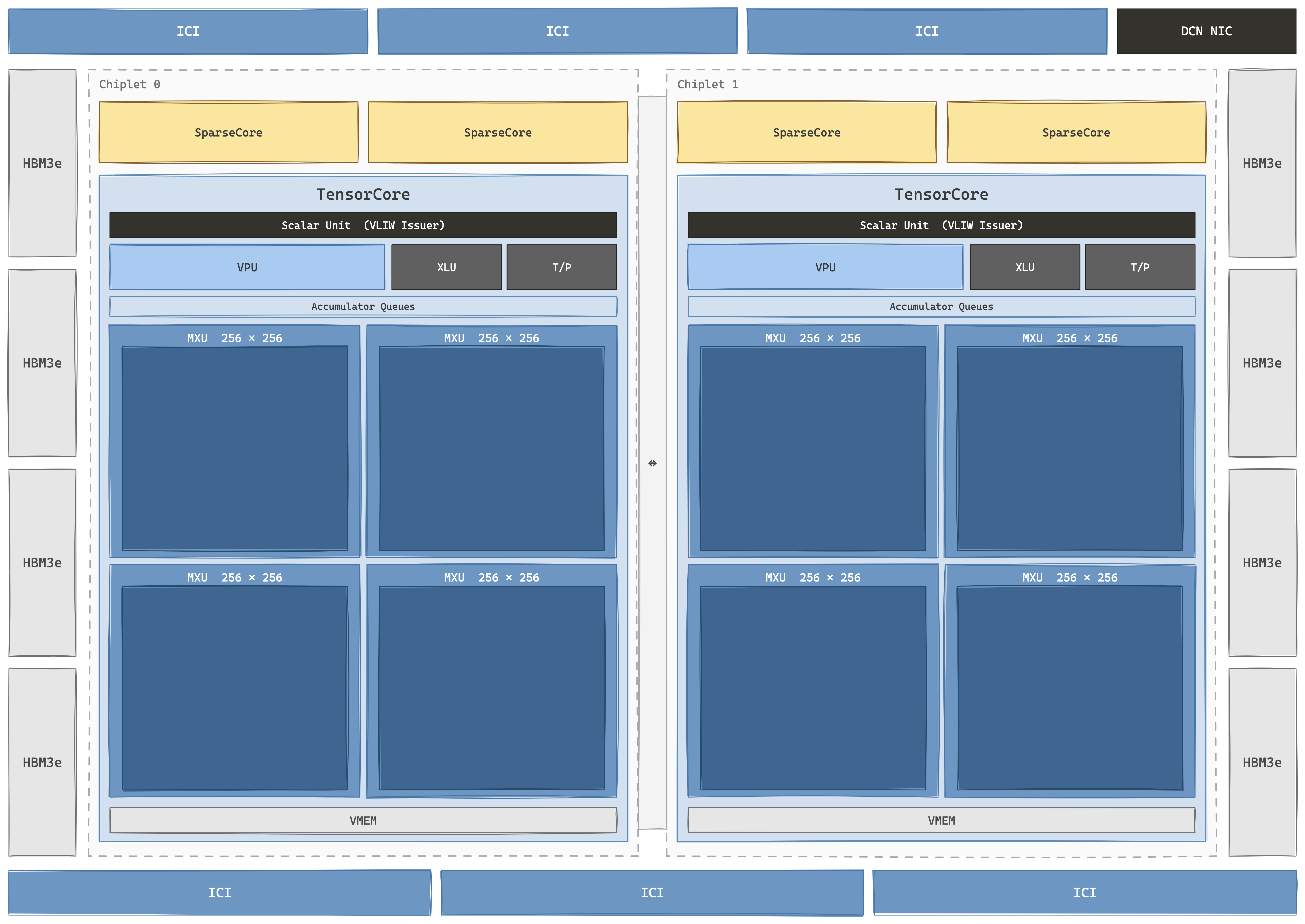 TPU Ironwood / v8t single-package floorplan