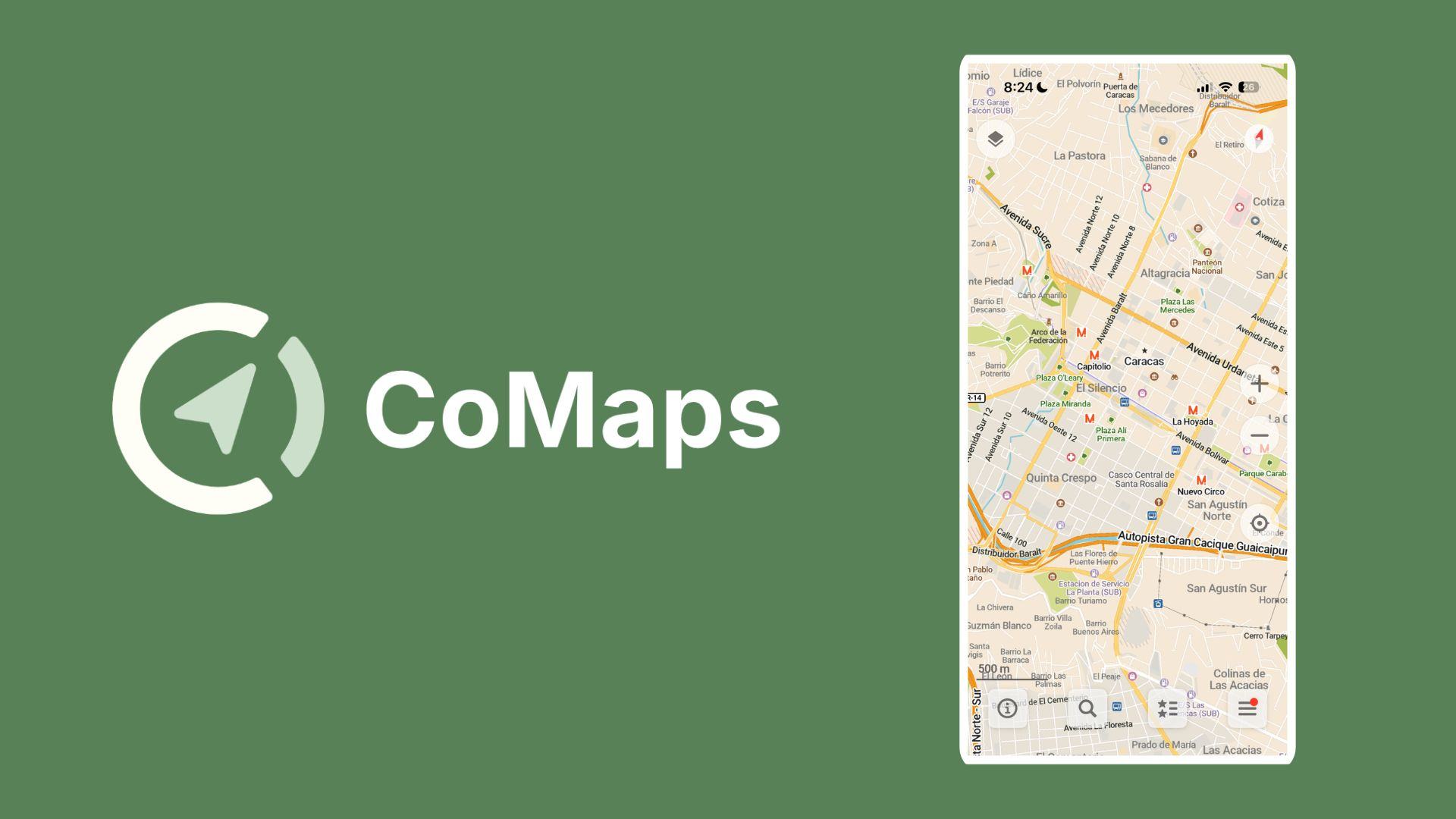 Скриншот карты CoMaps Каракаса, Венесуэла
