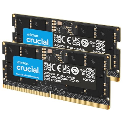 Комплект памяти Crucial 64 ГБ DDR5 SODIMM для ноутбуков, две планки по 32 ГБ