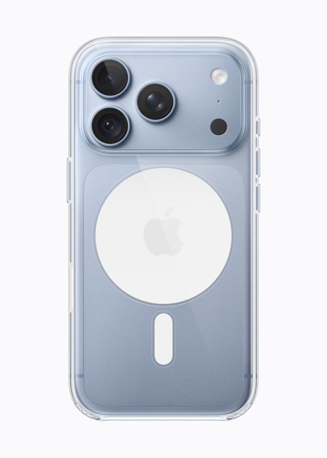 iPhone 18 Pro в ледяном цвете в паре с Clear Case.