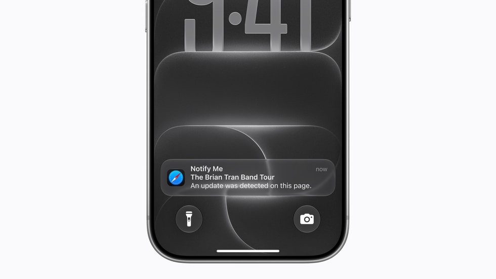На экране iPhone 18 Pro показана функция Notify Me, которая выводит об изменении веб-сайта на заблокированном экране