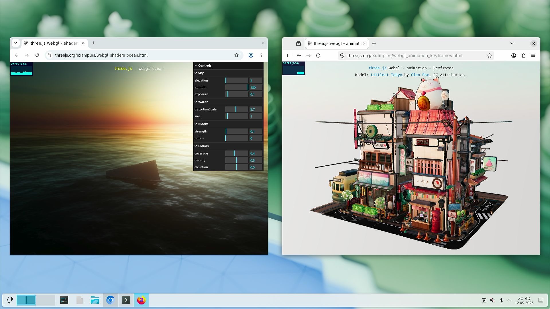 Chrome и Firefox запускают three.js WebGL демонстрацию на новом драйвере