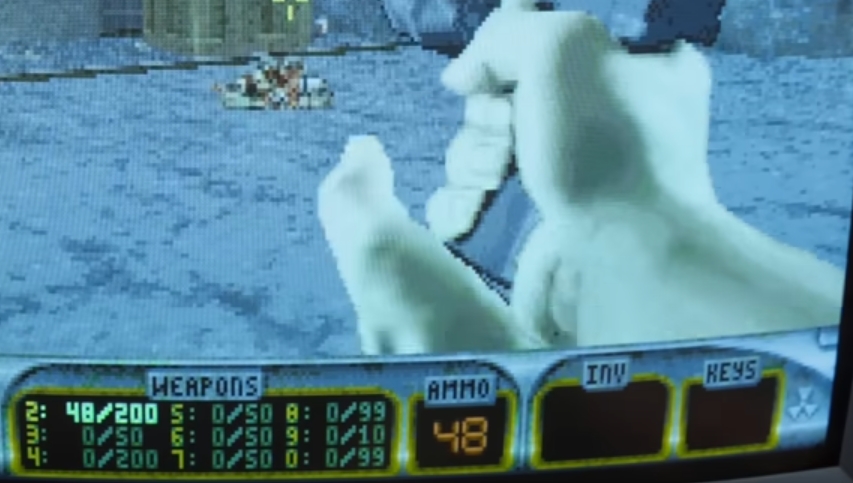 Деталь из Duke Nukem 3D на VGA-мониторе 1995 года