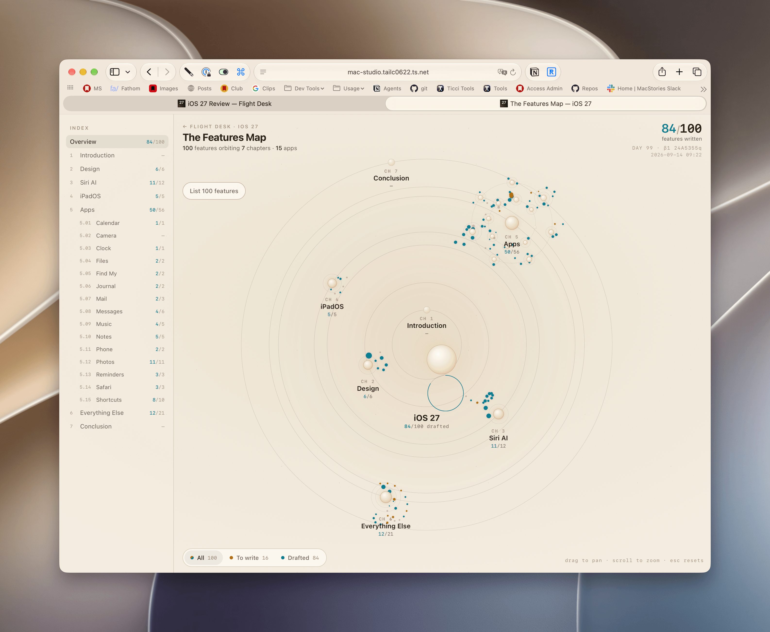 Один из видов Desk — app на основе Notion API и локального AI, используемая для обзора iOS 27