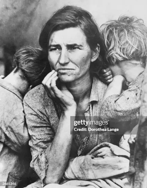 «Migrant Mother» Дороти Ланг с видимым водяным знаком Getty Images на фотографии.