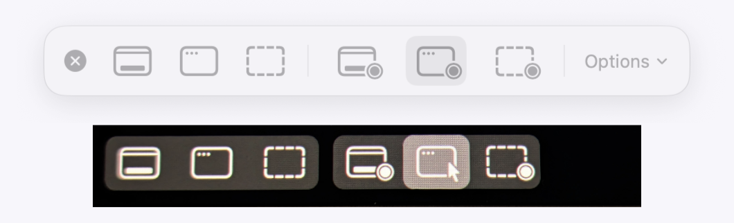 Несоответствие между иконкой снимка экрана в Touch Bar и той, что на экране.