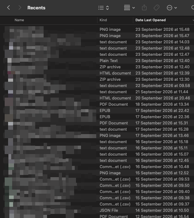 macOS Recent Files: непонятная логика отбора