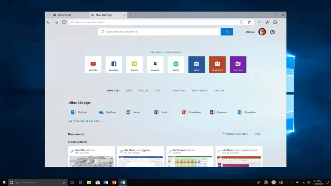 Windows Sets UI