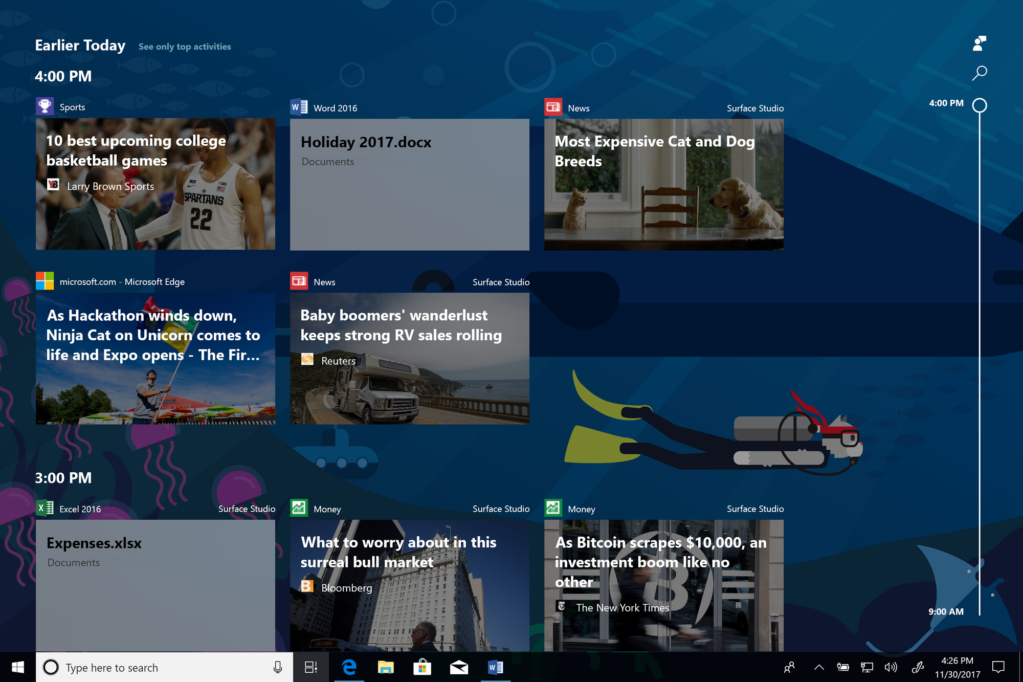 Windows Timeline UI