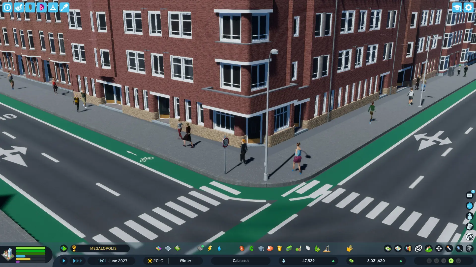 Городской пейзаж по умолчанию в Cities: Skylines 2: безупречная, однородная архитектура и стерильное общественное пространство.