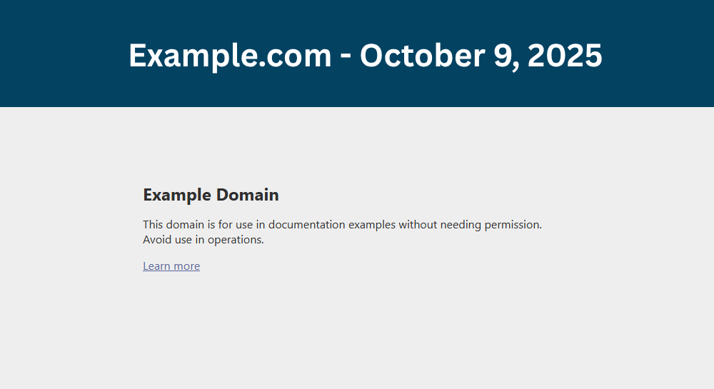 Example.com: 9 октября 2025