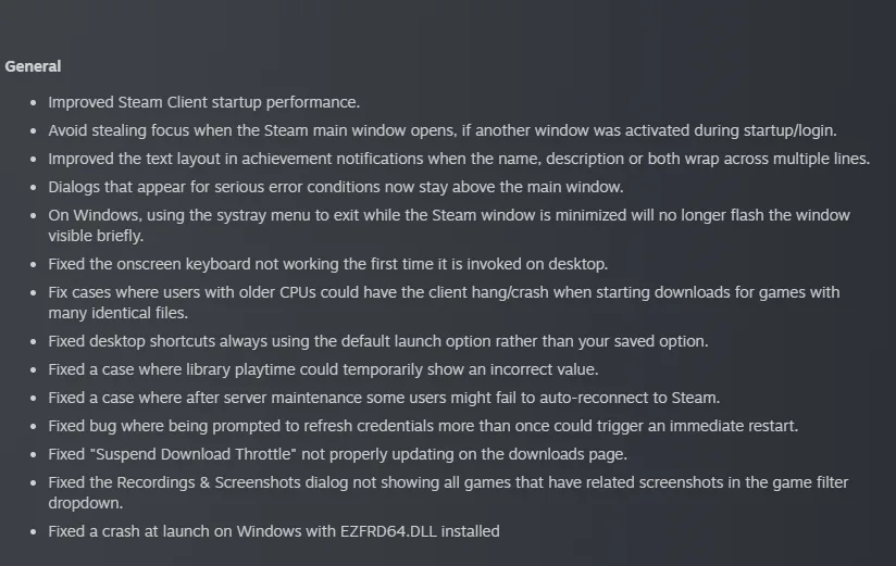 Новое обновление Steam
