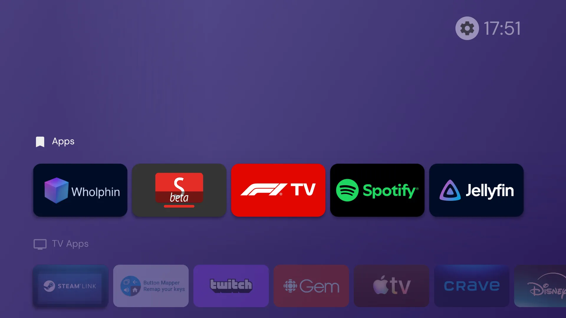 Главный экран Projectivy Launcher с приложениями
