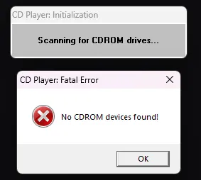 CDPLAYER.EXE: CD-ROM не найден