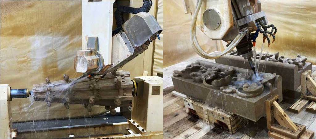 CNC токарный станок и шпиндель, работающие над камнем для монахов-кармелитов